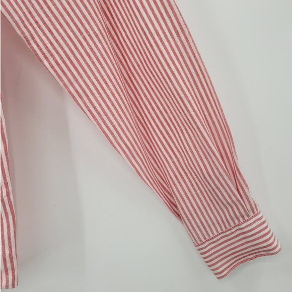 Sears Vintage 80s Red Stripe Long Sleeve‎ Button Up Academia Oxford Blouse Top - Picture 8 of 12
